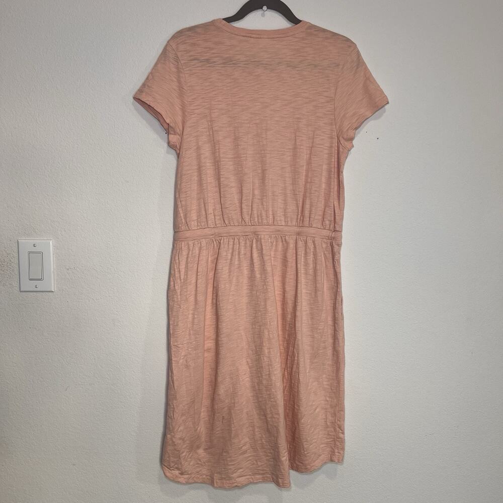 Pact Relaxed Slub Weekend Dress Size M Peach Tie Waist Organic Cotton Minimalist - Picture 6 of 10